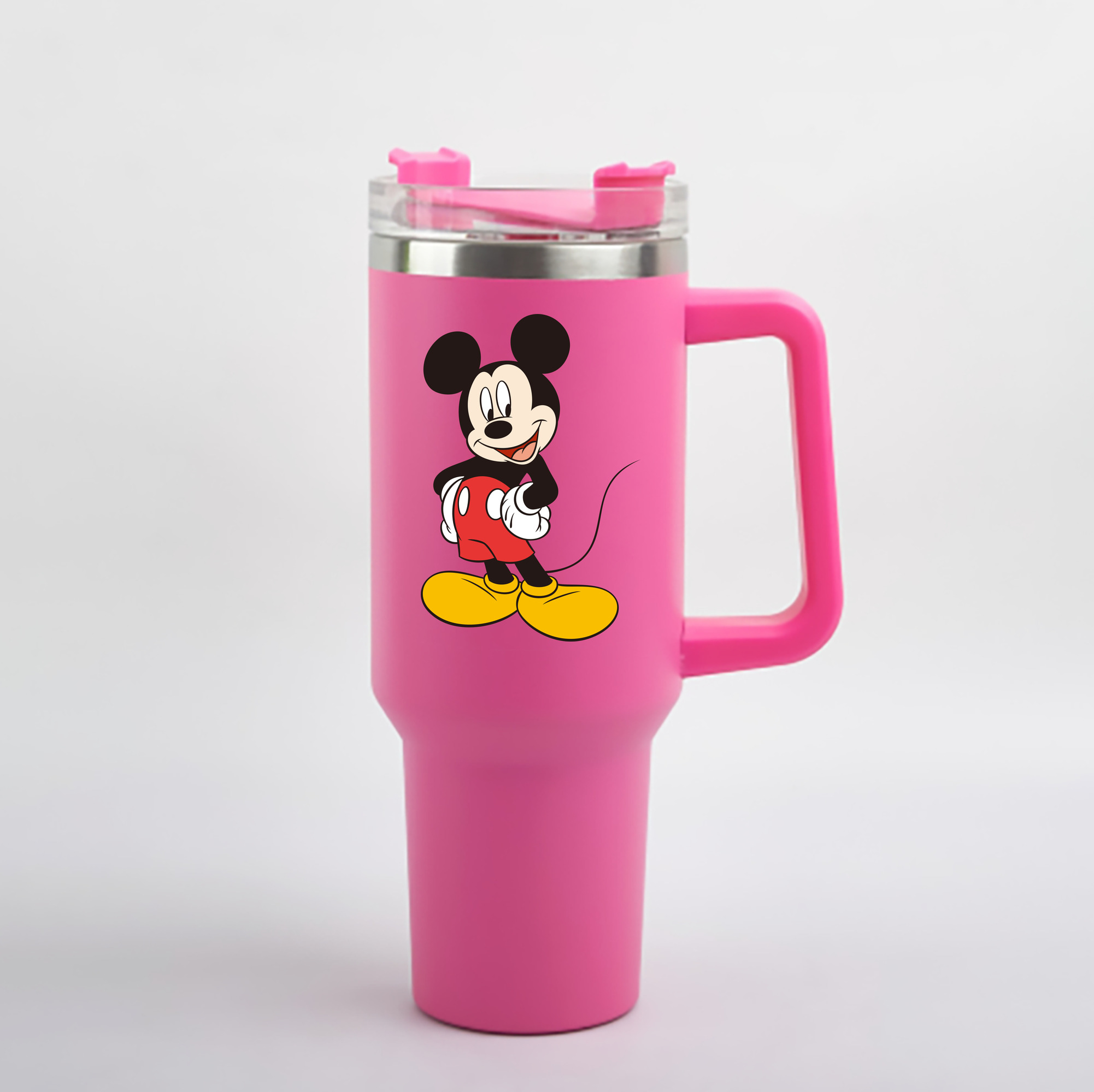 ミッキーマウス Mickey Mouse 1200mL車用タンブラー - クリスタルステッカー（プラスチックストロー付き）